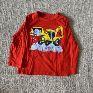 The Children's Place Red Long Sleeve Tee with Yellow Excavator